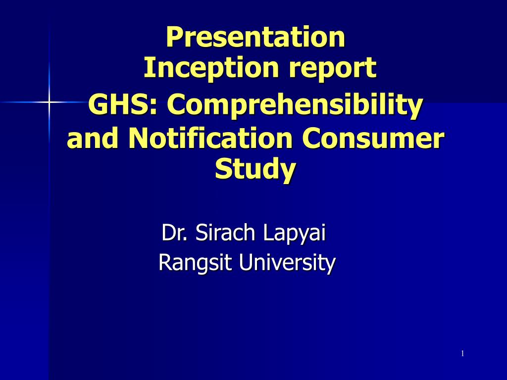PPT - Presentation Inception report GHS: Comprehensibility and ...