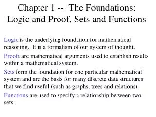 Chapter 1 -- The Foundations: Logic and Proof, Sets and Functions