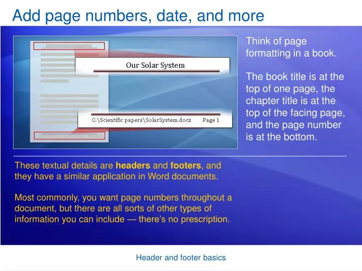 add page numbers date and more
