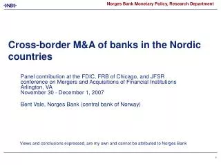 Cross-border M&amp;A of banks in the Nordic countries