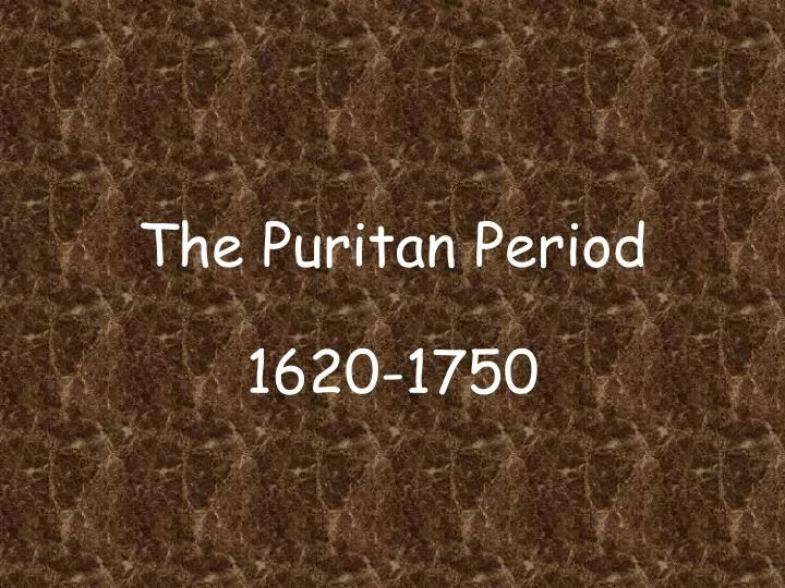 the puritan period