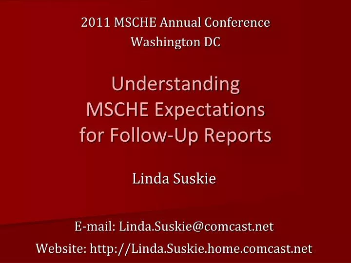 understanding msche expectations for follow up reports