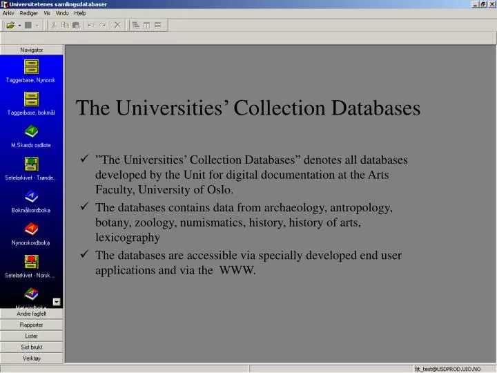the universities collection databases
