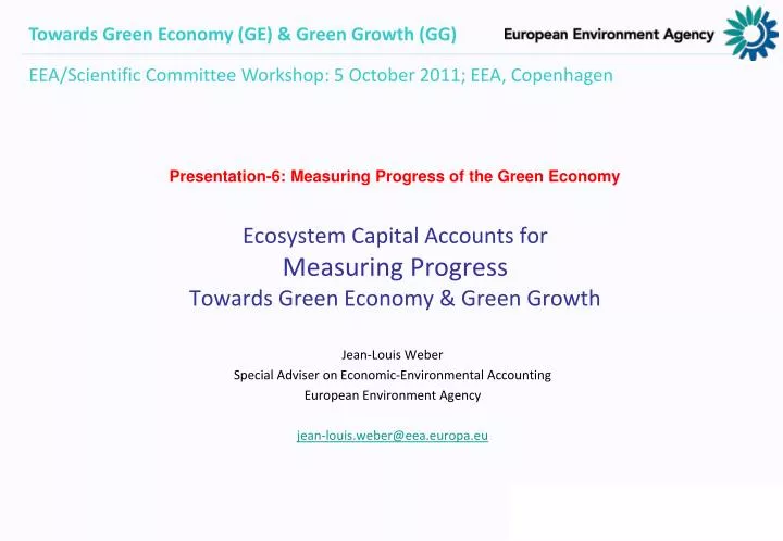 ecosystem capital accounts for measuring progress towards green economy green growth