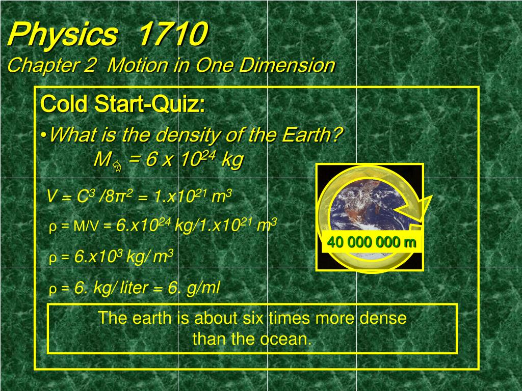 PPT - Physics 1710 Chapter 2 Motion in One Dimension PowerPoint ...