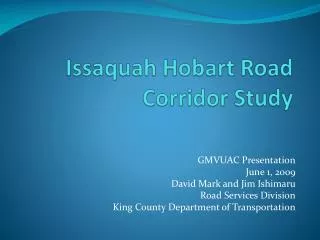 Issaquah Hobart Road Corridor Study