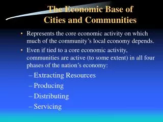 The Economic Base of Cities and Communities