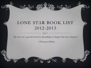 Lone Star Book List 2012-2013
