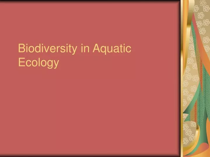 biodiversity in aquatic ecology