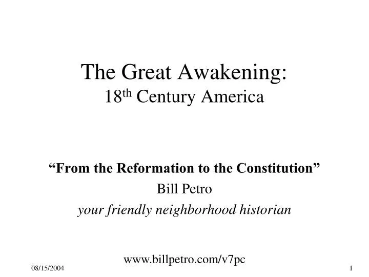 the great awakening 18 th century america