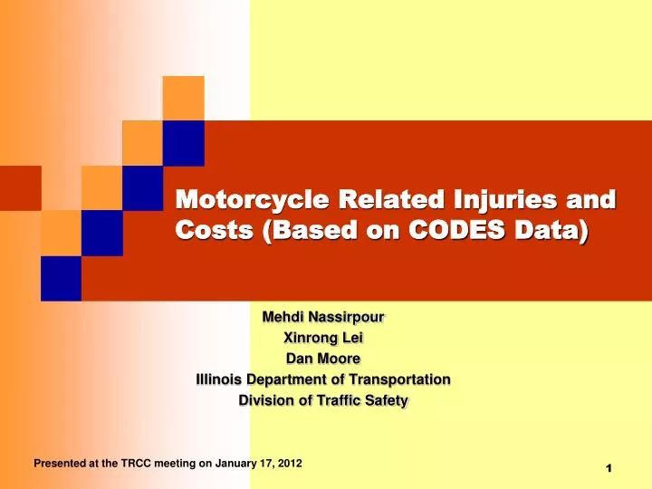 motorcycle related injuries and costs based on codes data