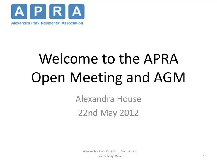 welcome to the apra open meeting and agm