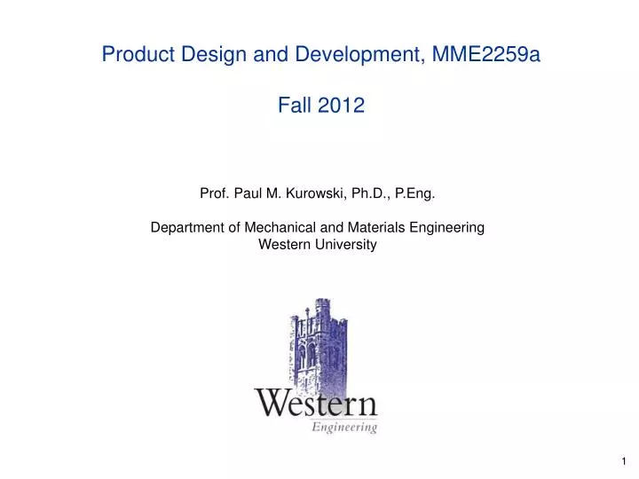 product design and development mme2259a fall 2012