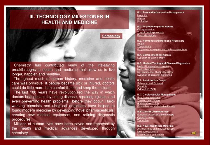 iii technology milestones in health and medicine
