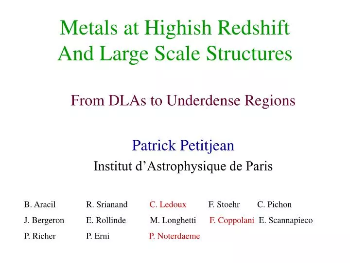 metals at highish redshift and large scale structures
