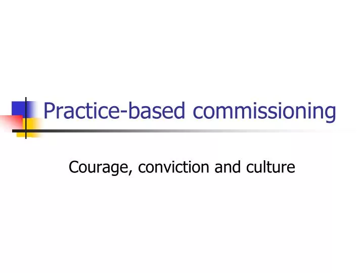 practice based commissioning