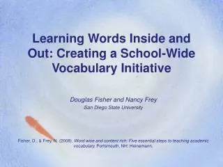 Learning Words Inside and Out: Creating a School-Wide Vocabulary Initiative
