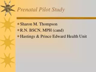 Prenatal Pilot Study