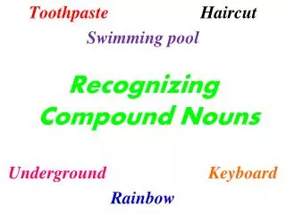Toothpaste Haircut Swimming pool Recognizing Compound Nouns Underground Keyboard Rainbow