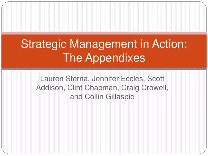 strategic management in action the appendixes