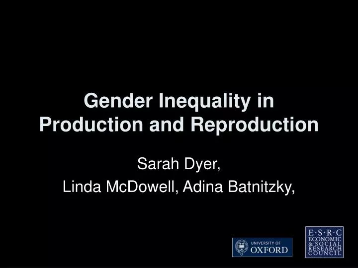 gender inequality in production and reproduction