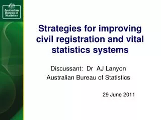 Strategies for improving civil registration and vital statistics systems