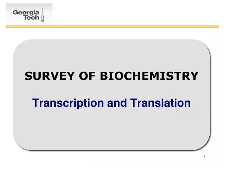 survey of biochemistry transcription and translation