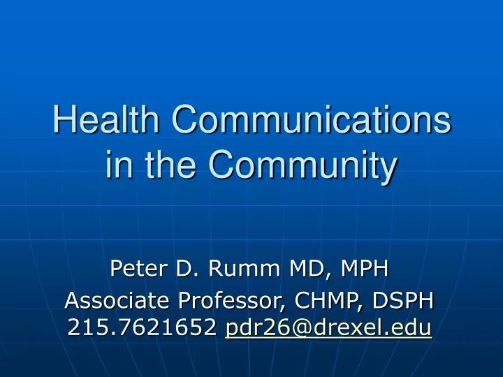 health communications in the community