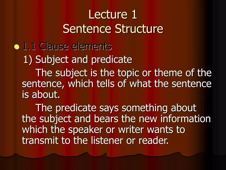 lecture 1 sentence structure