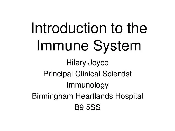 introduction to the immune system