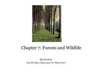 Chapter 7: Forests and Wildlife