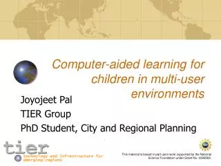 Computer-aided learning for children in multi-user environments