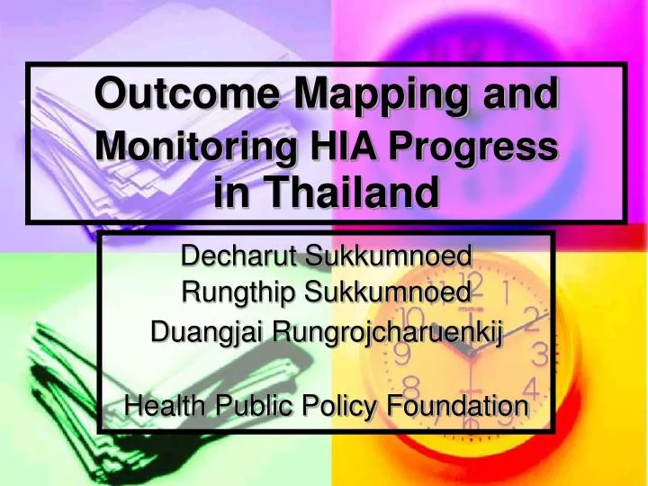 outcome mapping and monitoring hia progress in thailand