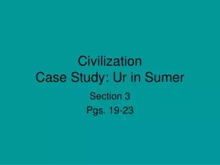 Civilization Case Study: Ur in Sumer