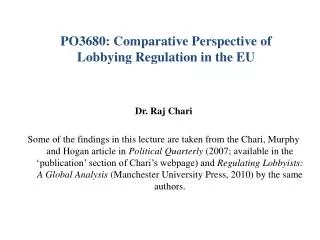 PO3680: Comparative Perspective of Lobbying Regulation in the EU