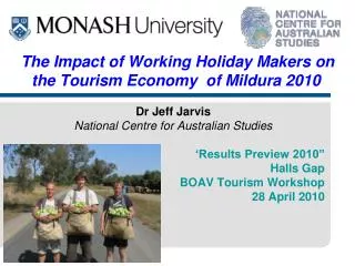 The Impact of Working Holiday Makers on the Tourism Economy of Mildura 2010