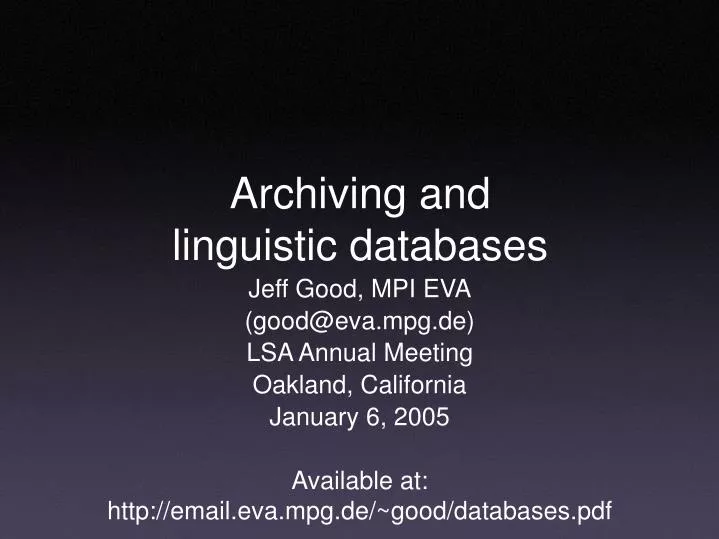 archiving and linguistic databases