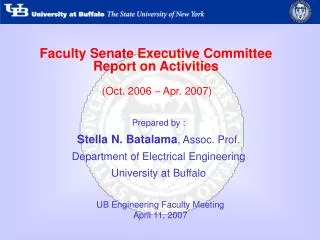 Faculty Senate Executive Committee Report on Activities