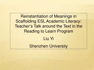 Reinstantiation of Meanings in Scaffolding ESL Academic Literacy: Teacher’s Talk around the Text in the Reading to Learn