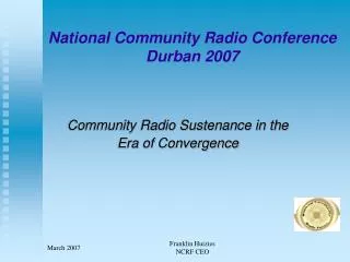 National Community Radio Conference Durban 2007