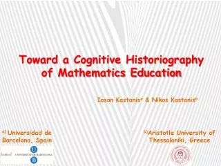 Toward a Cognitive Historiography of Mathematics Education
