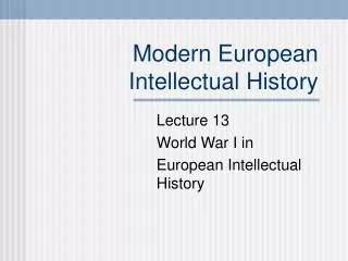 modern european intellectual history