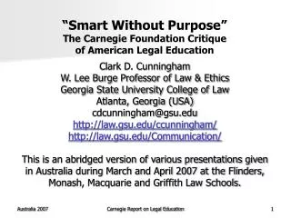 “Smart Without Purpose” The Carnegie Foundation Critique of American Legal Education