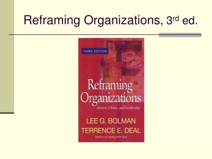 reframing organizations 3 rd ed