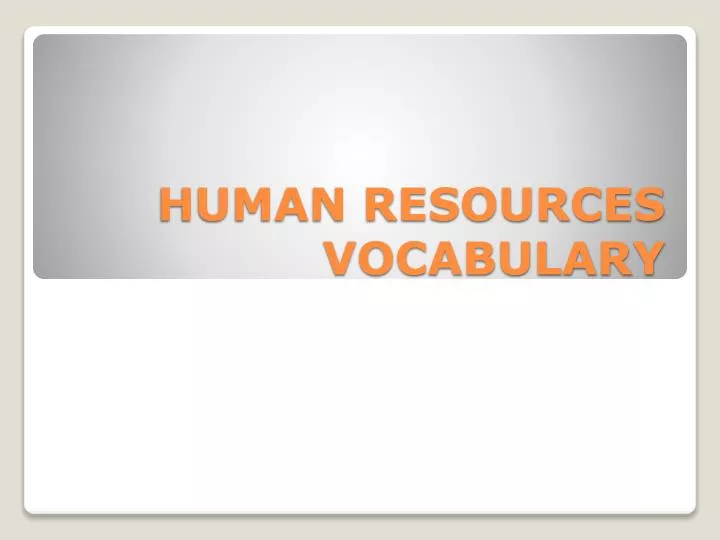 human resources vocabulary