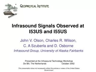 Infrasound Signals Observed at I53US and I55US