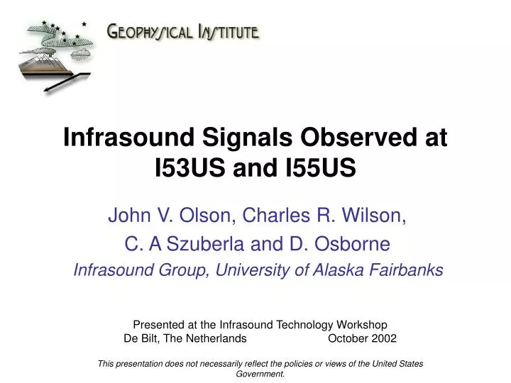 infrasound signals observed at i53us and i55us