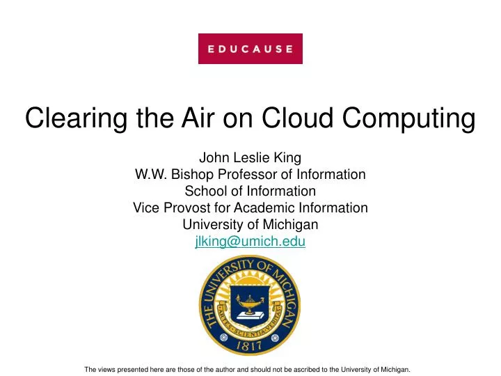 clearing the air on cloud computing