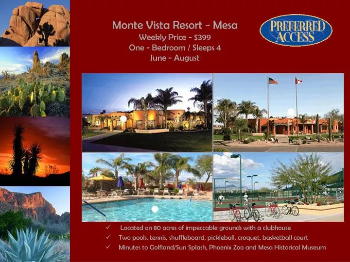 monte vista resort mesa weekly price 399 one bedroom sleeps 4 june august