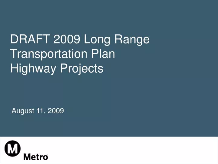 draft 2009 long range transportation plan highway projects